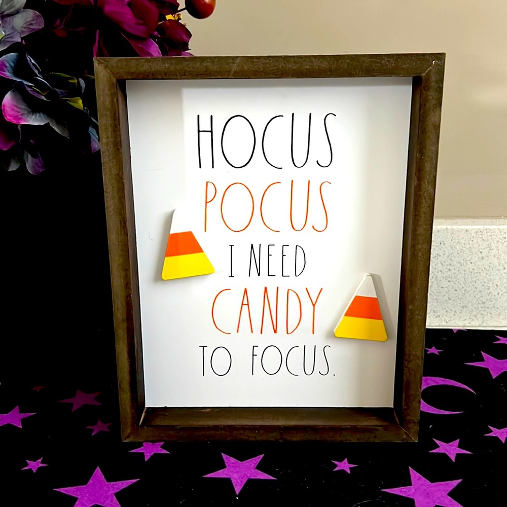 🍭RAE DUNN HOCUS POCUS I NEED CANDY TO FOCUS HALLOWEEN SIGN